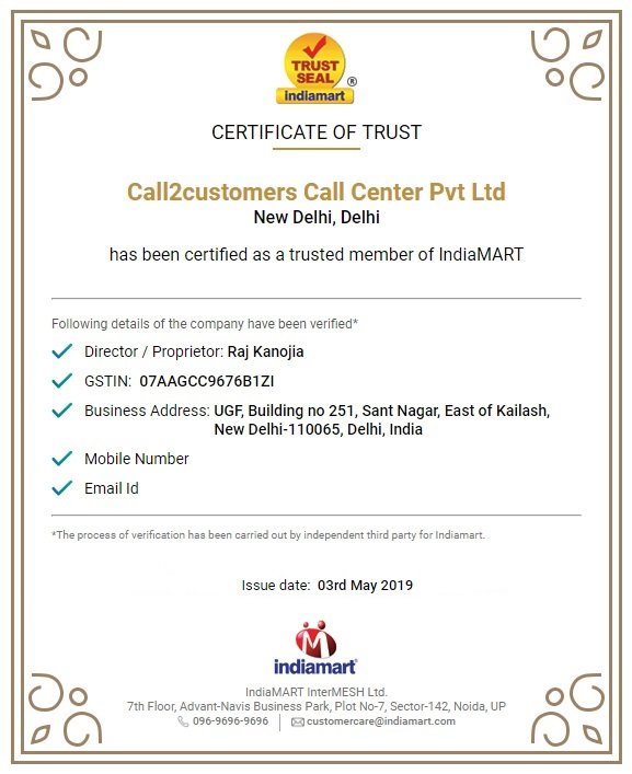 Trust Seal Call2Customers